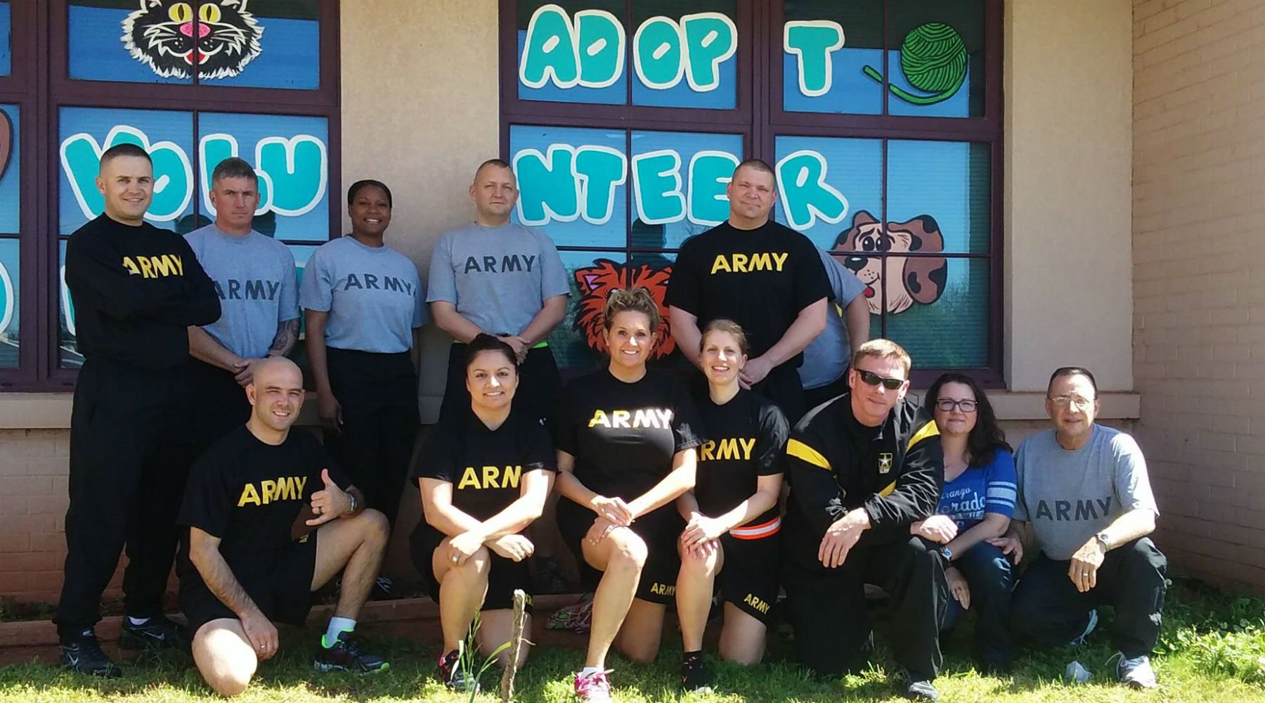 group of army volunteer at okc animal welfare