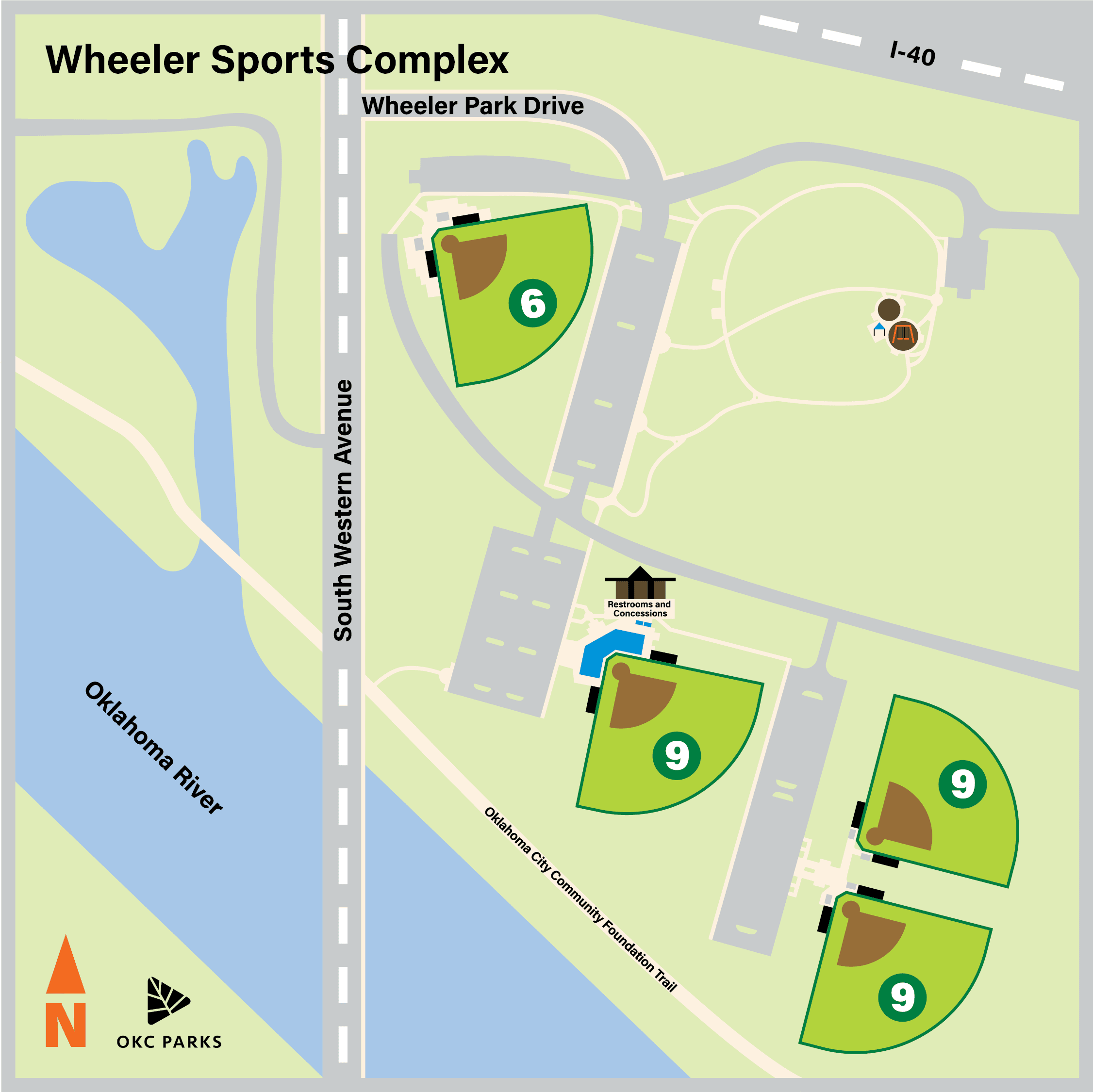 A diagram of Wheeler Sports Complex