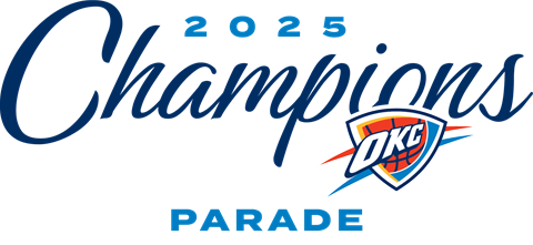 2025 champions parade logo with okc thunder logo