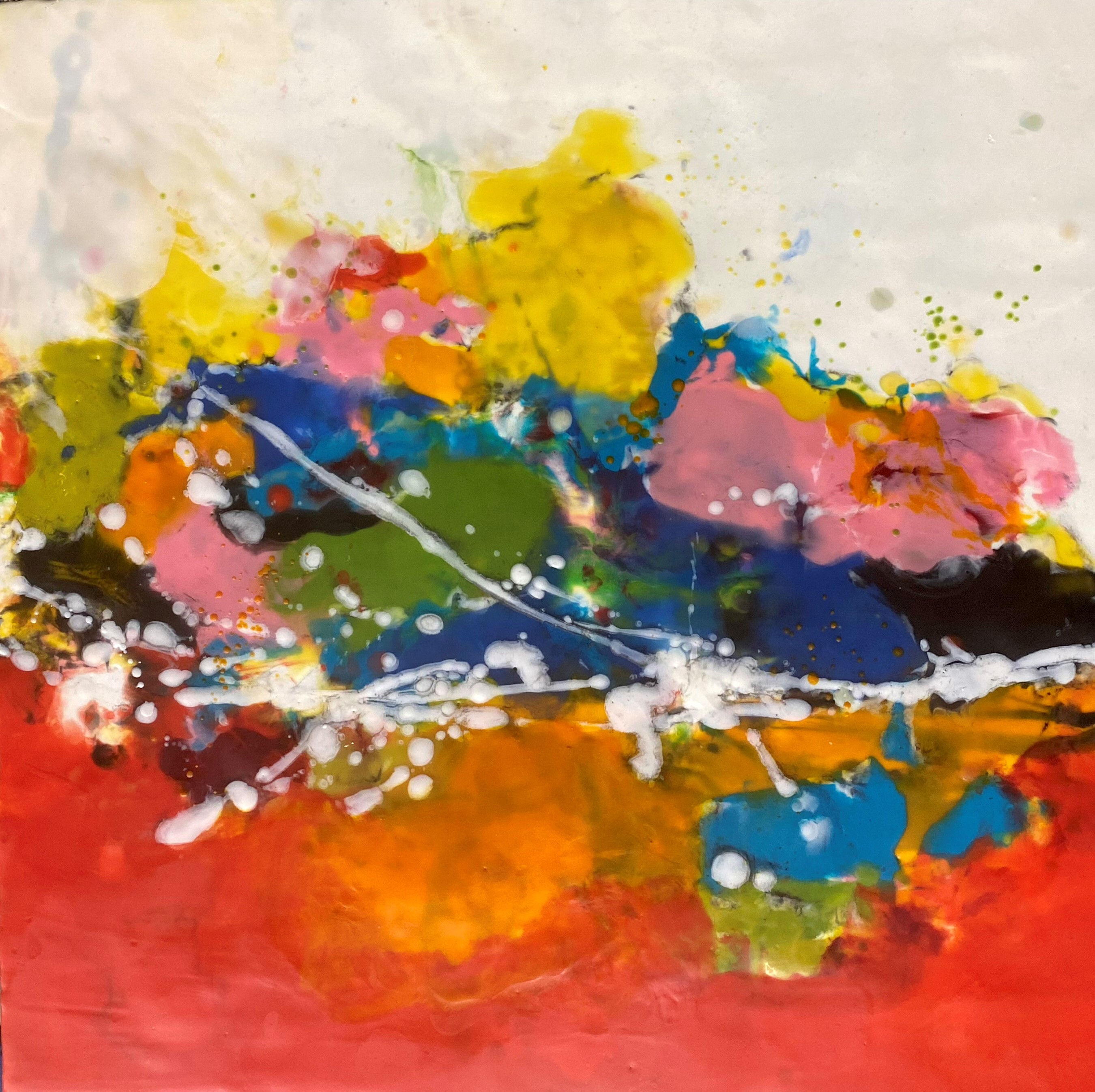 abstract colorful art made with wax