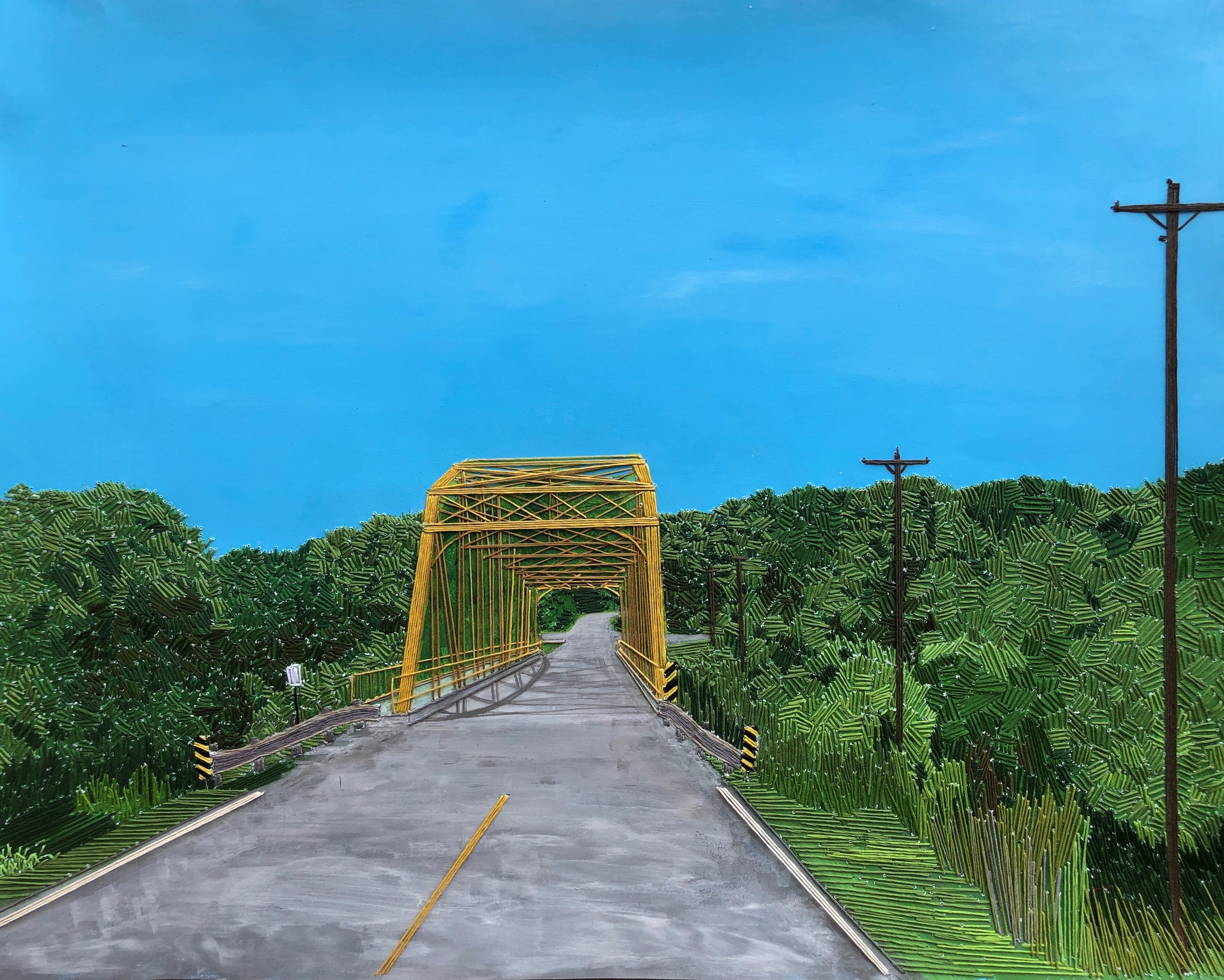 fiber art of yellow bridge