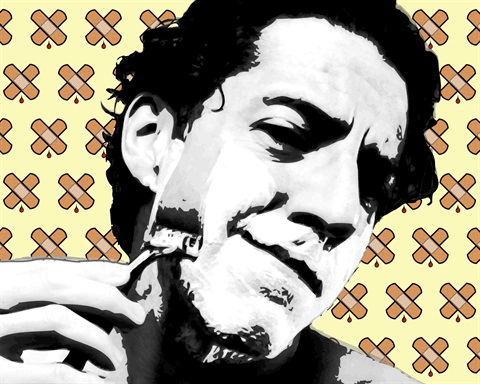pop art style of guy shaving