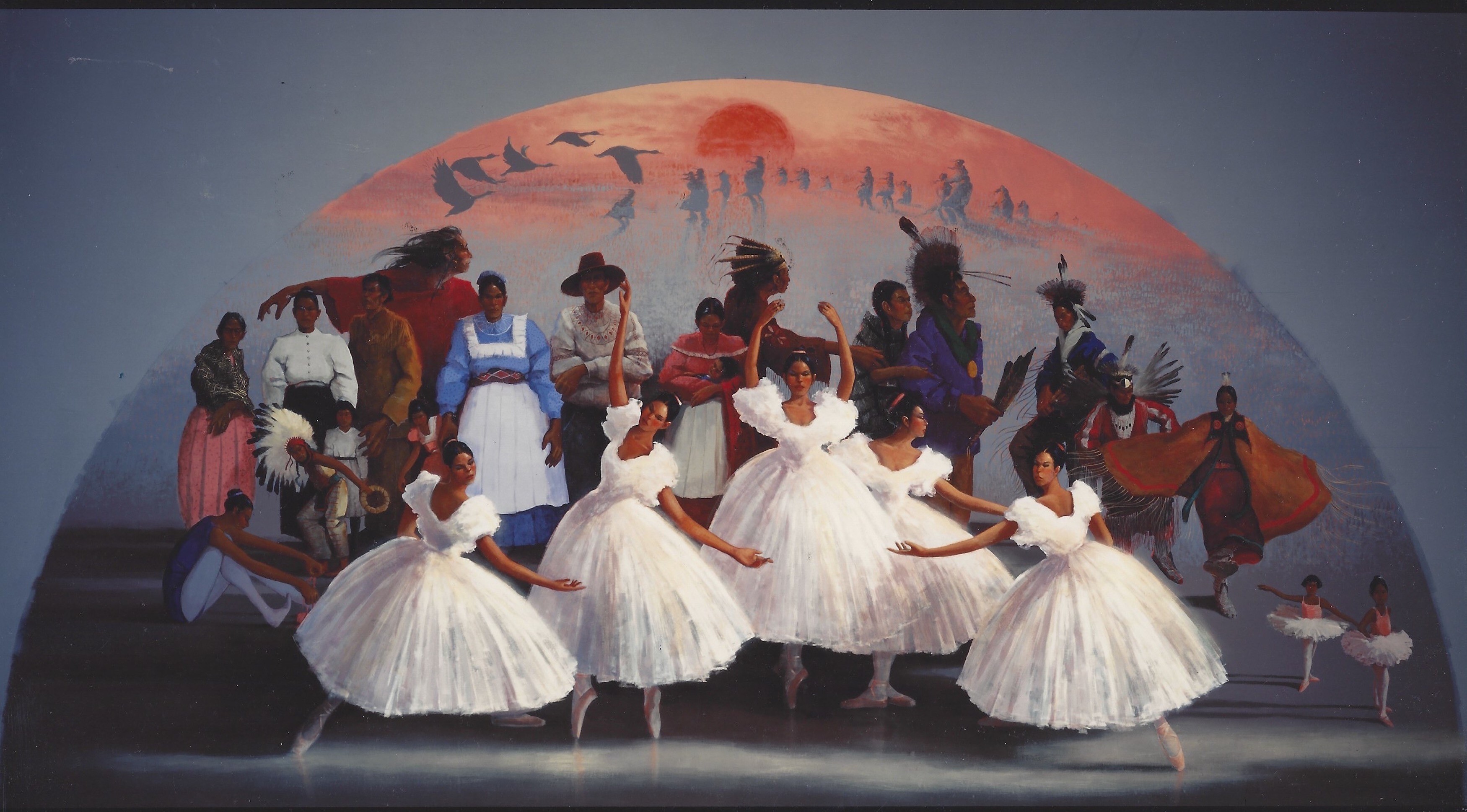 mural in the Oklahoma State Capitol Building depicting the five Native Ballerinas