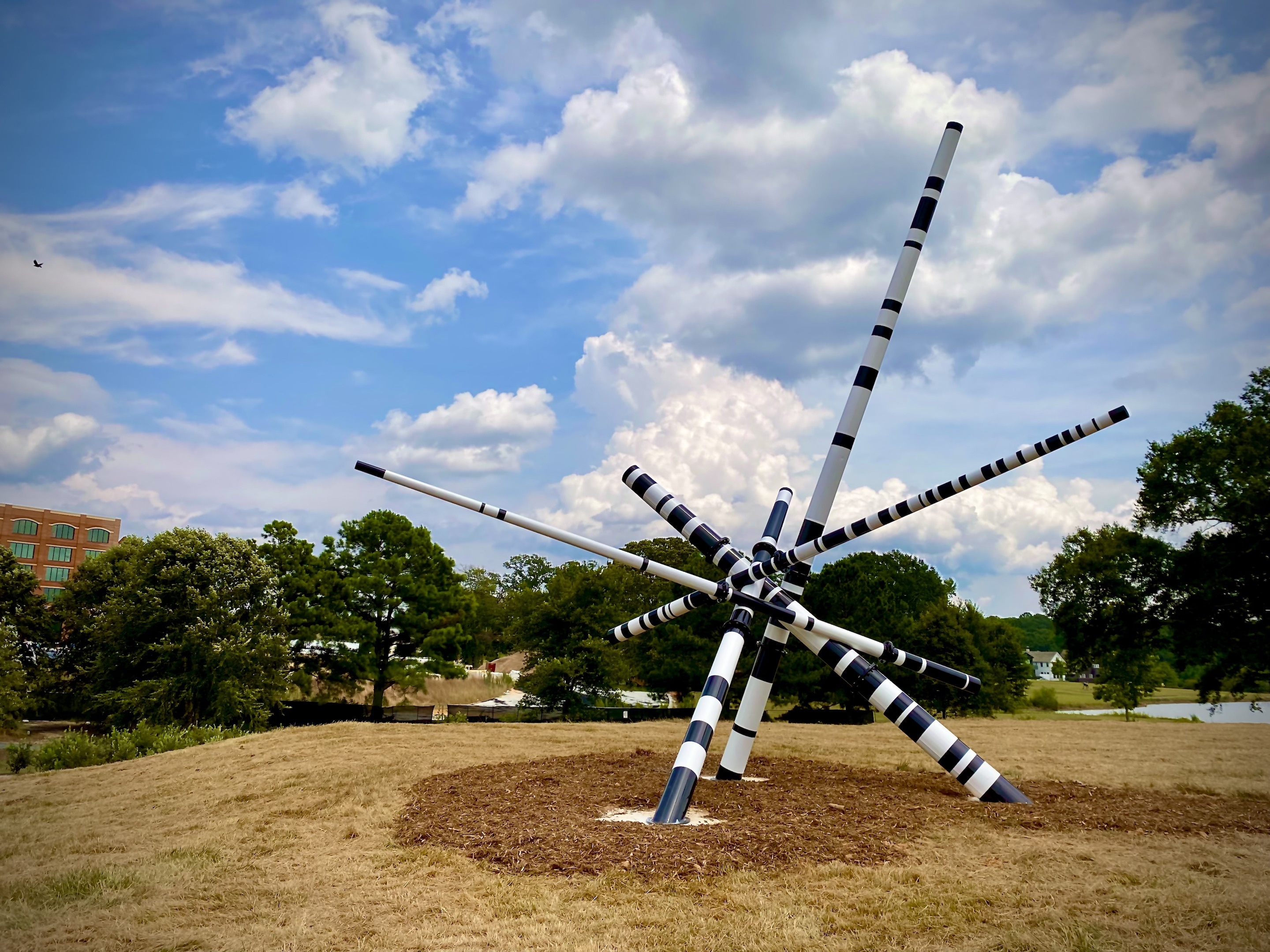 white and black steel poles sculpture