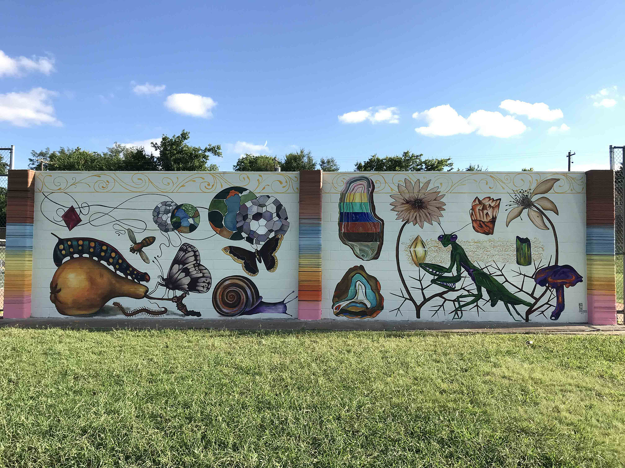 mural with bigs and plants