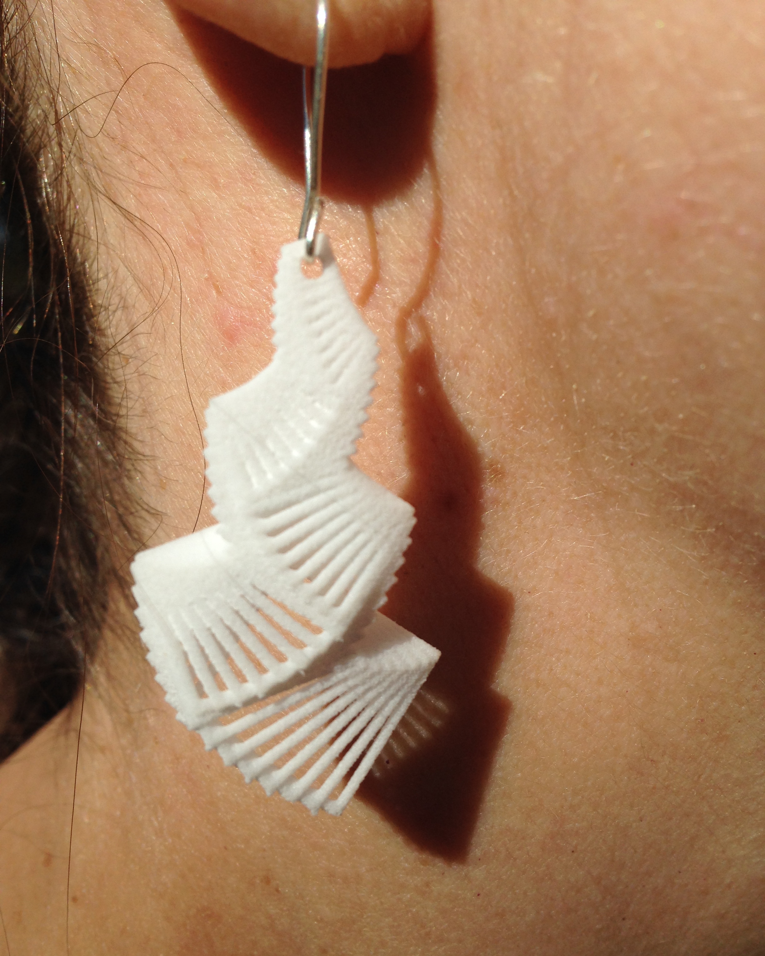 3-d printed white earring