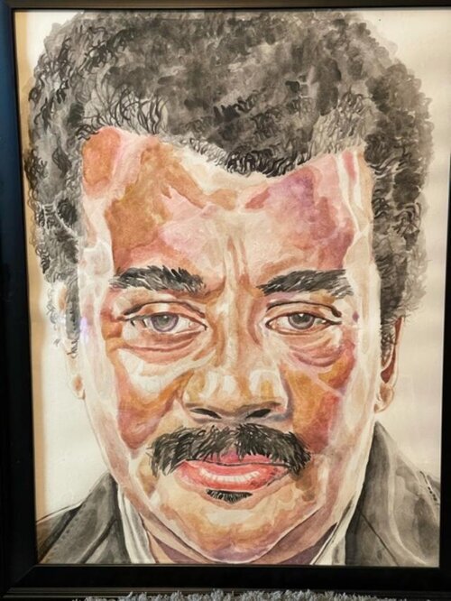 watercolor of neil degrasse tyson