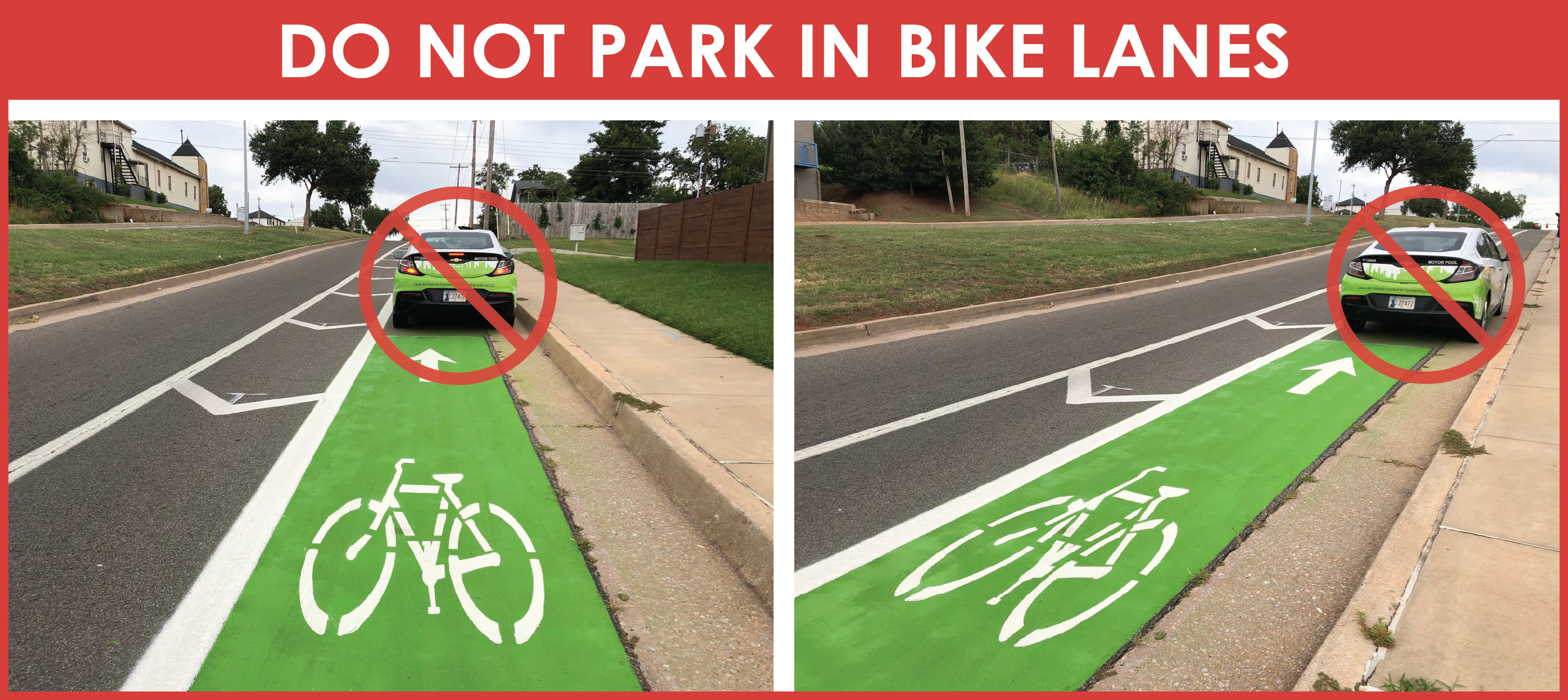 car incorrectly parked in the bike lane