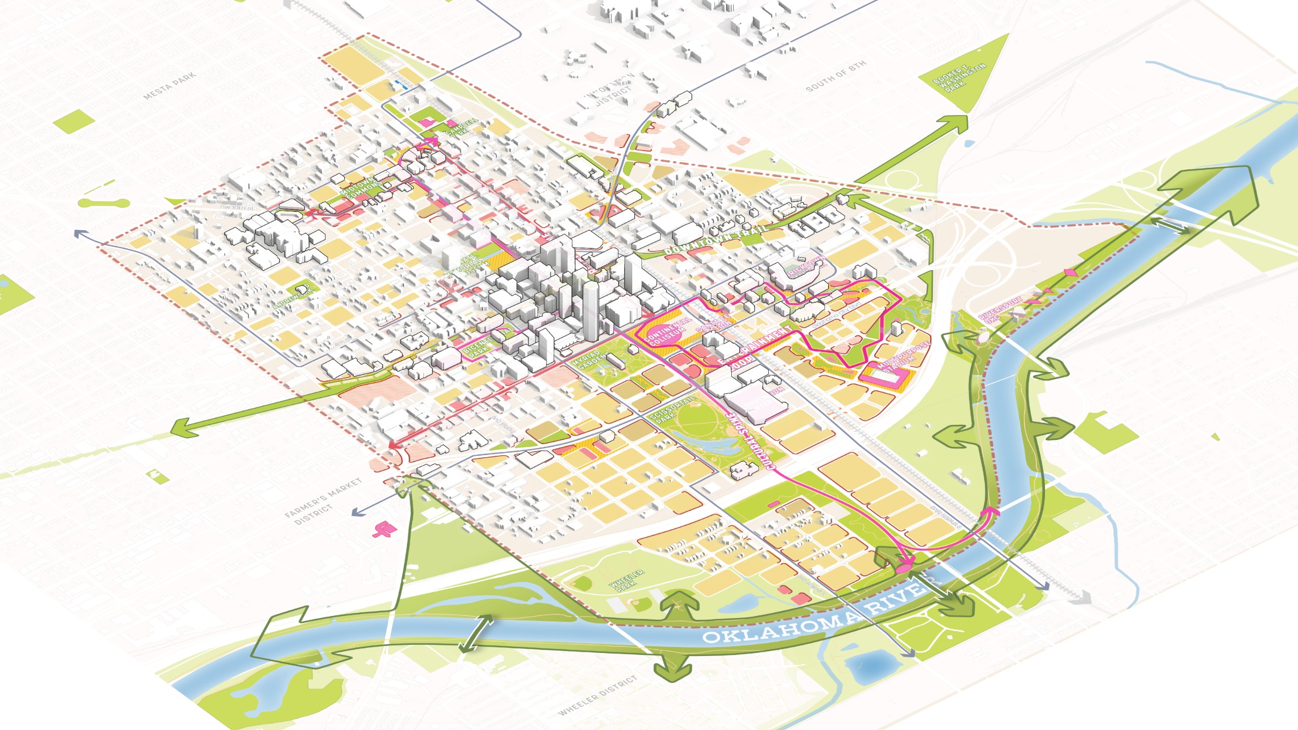 rendering of downtown okc to emphasize a feedback study area