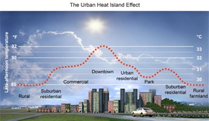 Urban Heat Island visual explainer Urban Heat Island graphic