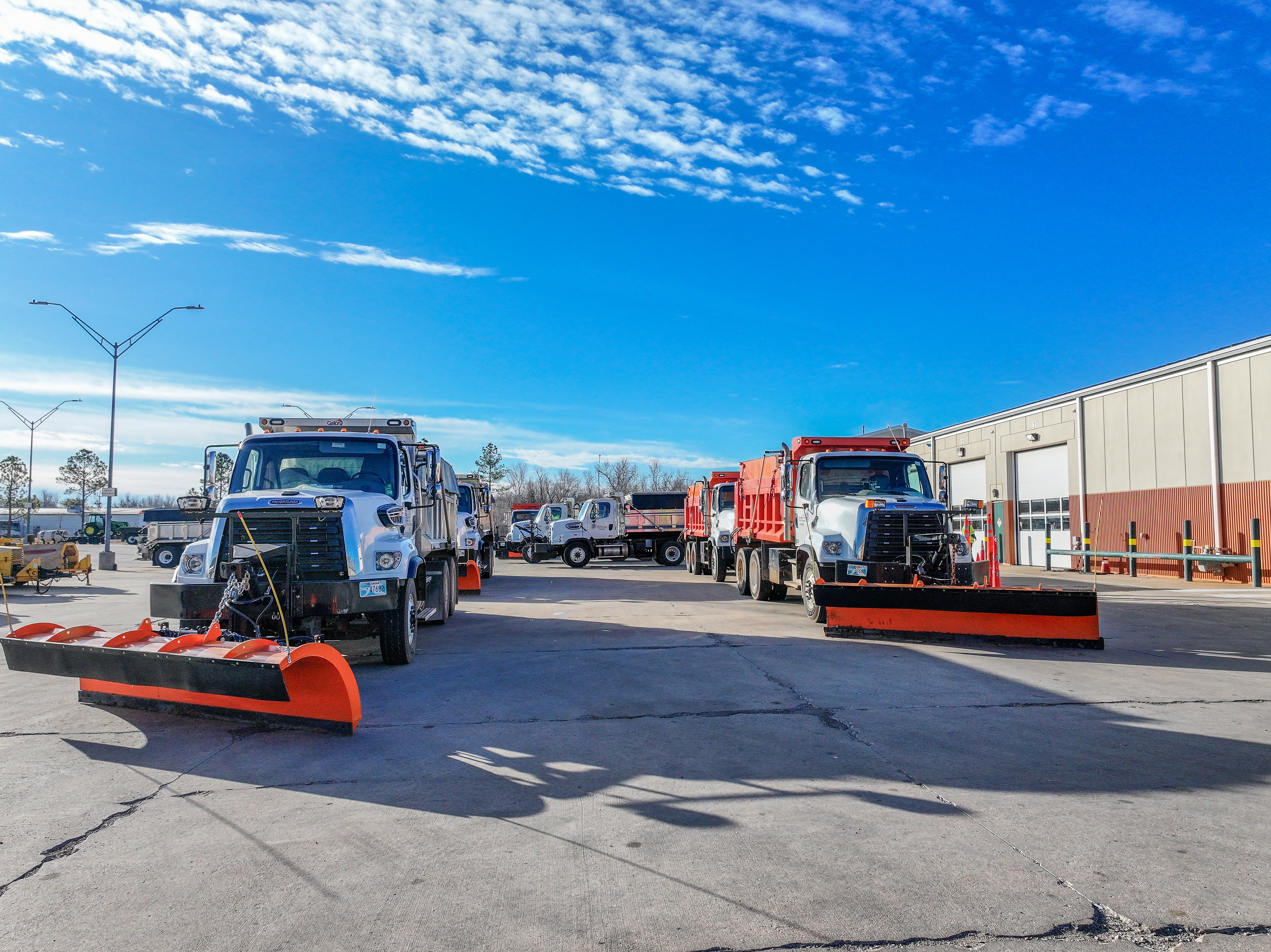 snow plows being prepped for winter