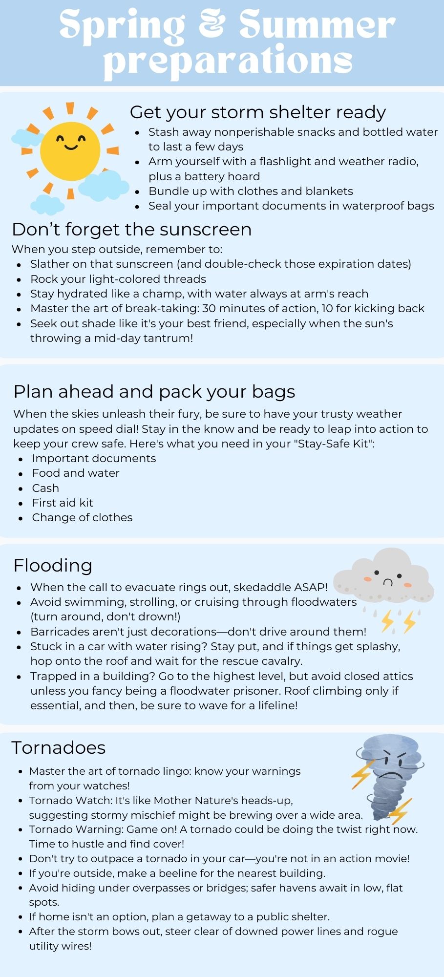 A graphic about how to be prepared for different seasons.