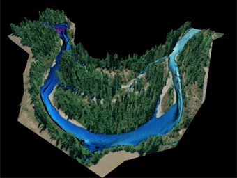 Example of what a LiDAR image of a river looks like